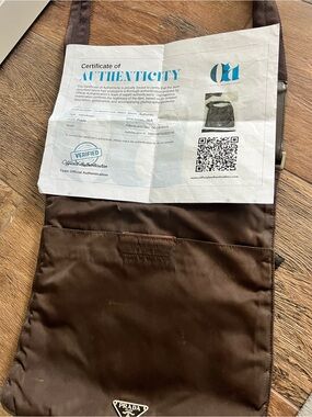 Authentic Vintage PRADA Brown Vela Nylon Messenger Bag Crossbody With COA